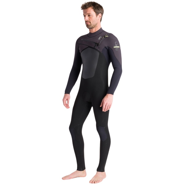 2026 C-Skins Mens NuWave ReWired 4/3mm Chest Zip Wetsuit C-NRW43MCZ - Black / Black x / Meteor